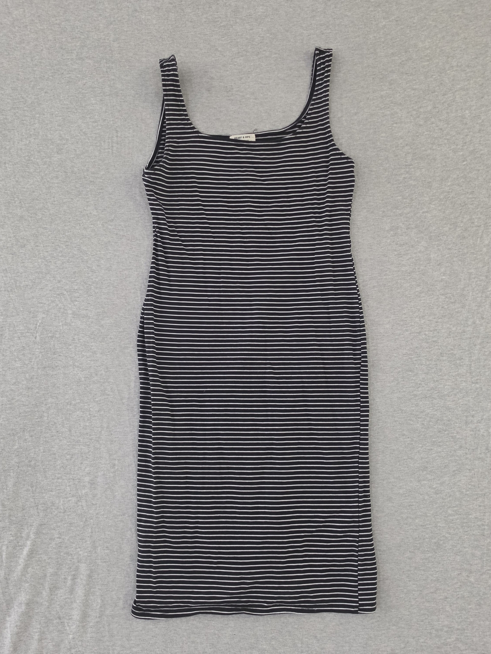Heart Hips Black & White Striped Tank Midi Dress
